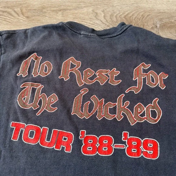 Vintage 80s Ozzy Osbourne T-Shirt 1988 No Rest For The Wicked Tour Size L BOXY